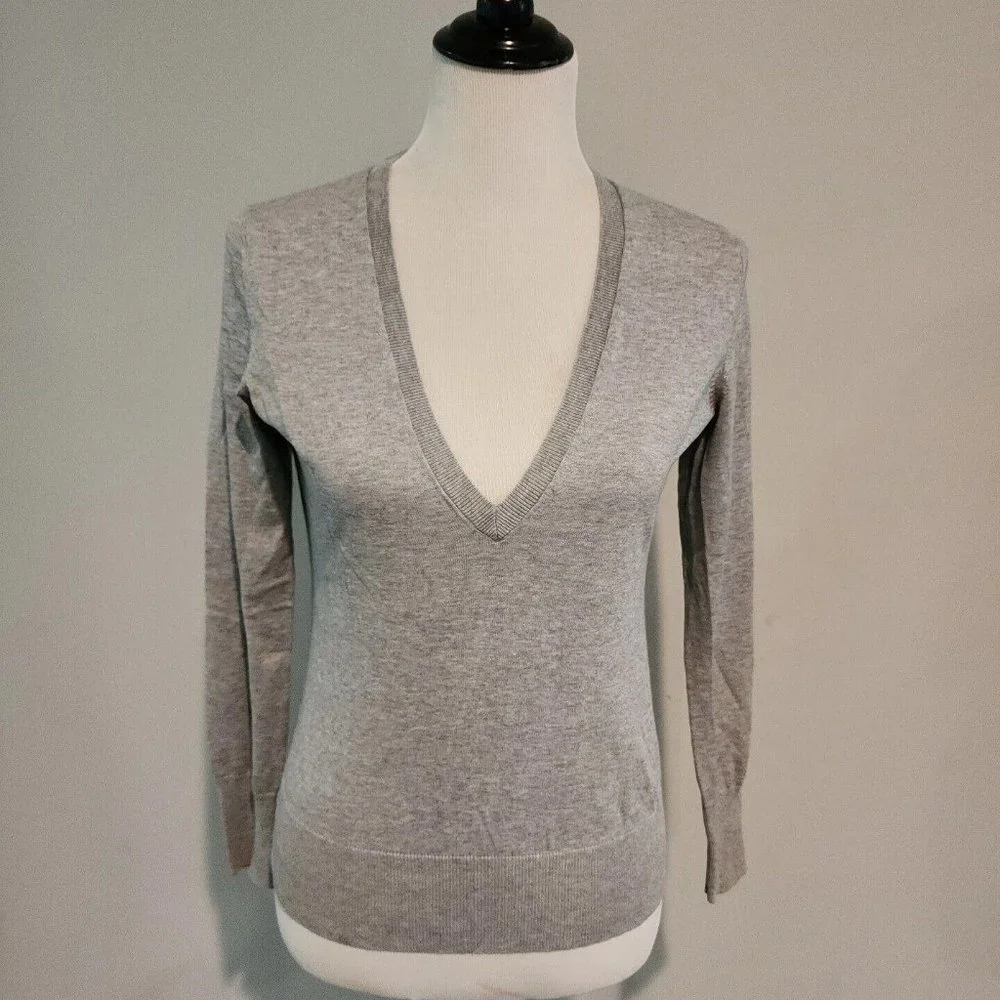 Banana Republic Womens Grau knit Long Sleeve top Size S stretch - Picture 1 of 9